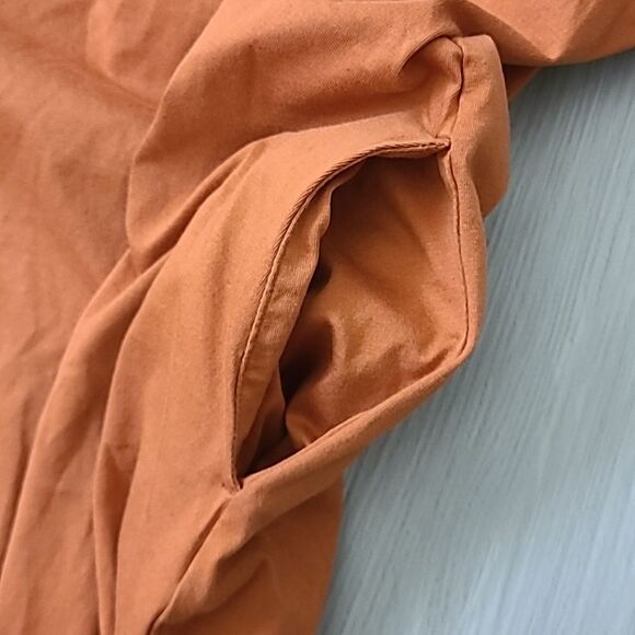 Uniqlo Burnt Orange V Neck 100% Cotton Dress Boxy Sleeveless Medium Summer Women - Picture 4 of 6